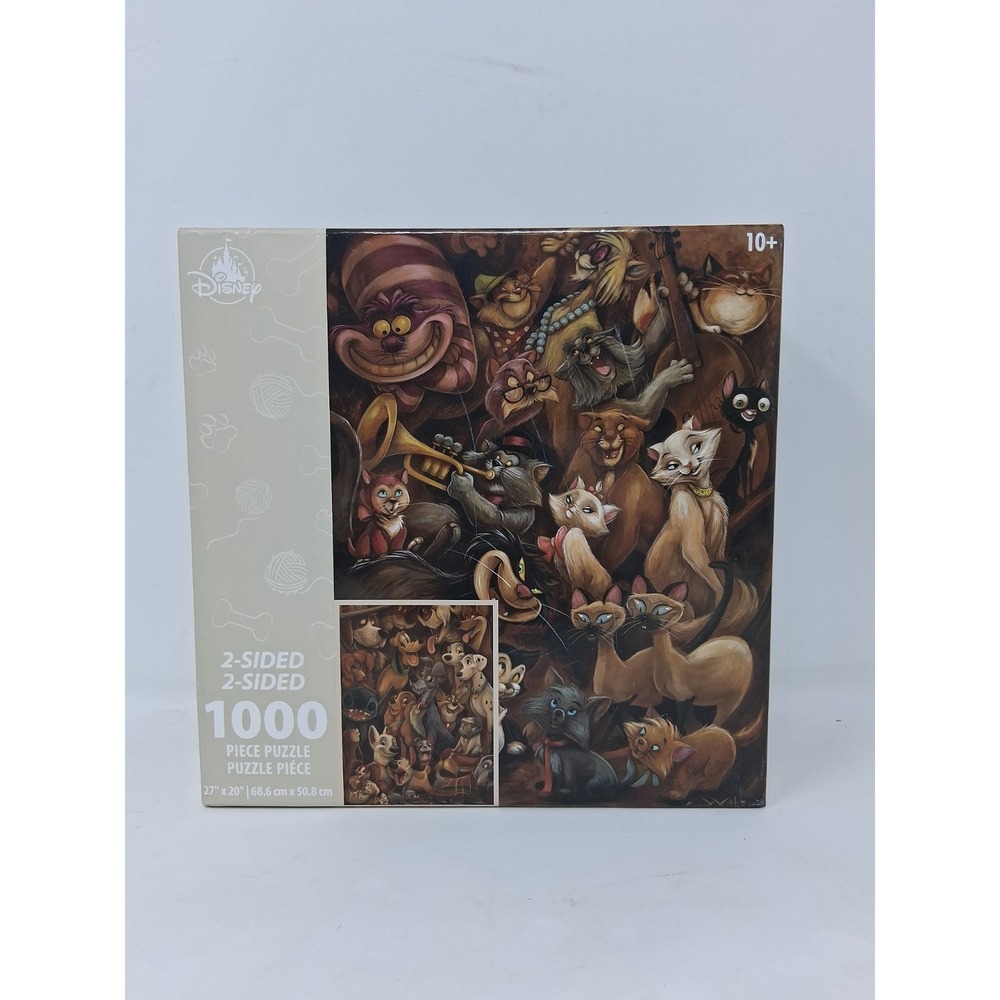 Disney Parks 1000 Piece Two-Sided Jigsaw Puzzle Cats and Dogs NIB. H